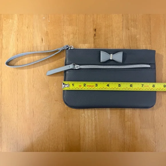 Gray Wristlet Clutch with bow detail - Picture 7 of 8